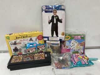 BOX OF ASSORTED CHILDRENS TOYS TO INCLUDE POP! AVINIA MONSTER AND HUNTER STORIES, BEND AND POSE ELF