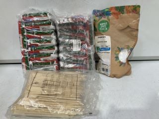 BOX OF ASSORTED FOOD ITEMS TO INCLUDE WHOLE FOOD EARTH EPSOM SALTS (BBE 28/2/25) INDO MIE STIRY FRY NOODLES (BBE 8/23)