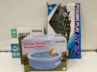 QTY OF ASSORTED ITEMS TO INCLUDE 2 X PADDLING POOL, POWERPLAY TABLE TOP FOOTBALL