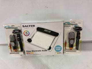 QTY OF ASSORTED GENERAL ITEMS TO INCLUDE SALTER GLASS ELECTRONIC SCALES, APRILAIRE WATER PANEL