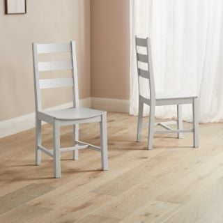 2 X INSIDE OUT LIVING WHITE AND GREY PAINTED CHAIRS (2PK) TOTAL RRP £658