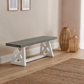 ROWICO HOME WHITE AND GREY DINING BENCH (SMALL 1.4M) RRP £279