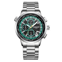 GAMAGES OF LONDON LIMITED EDITION HAND ASSEMBLED LAMBENT MECHANICAL QUARTZ STEEL GREEN SKU:GA1972 RRP £825: LOCATION - TOP 50