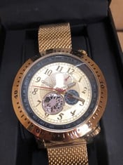 GAMAGES OF LONDON LIMITED EDITION HAND ASSEMBLED ASPECT TIMER AUTOMATIC GOLD WATCH SKU:GA1663 RRP £705:: LOCATION - RACK B