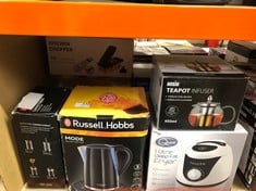 QUANTITY OF KITCHEN & APPLIANCES ITEMS TO INCLUDE RUSSELL HOBBS MODE ELECTRIC 1.7L CORDLESS KETTLE (FAST BOIL 3KW, BLACK WITH STAINLESS STEEL ACCENTS, REMOVABLE WASHABLE ANTI-SCALE FILTER, PUSH TO OP