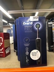 QUANTITY OF HEALTH & BEAUTY ITEMS TO INCLUDE ORAL-B VITALITY PRO ELECTRIC TOOTHBRUSHES FOR ADULTS, FOR HIM / HER, 1 HANDLE, 2 TOOTHBRUSH HEADS, 3 BRUSHING MODES INCLUDING SENSITIVE PLUS, 2 PIN UK PLU