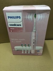 1 X PHILIPS SONICARE 7900 ELECTRIC TOOTHBRUSH, SONIC TOOTHBRUSH WITH APP, ADVANCED WHITENING, 4 BRUSHING MODES AND 3 INTENSITY LEVELS, PRESSURE SENSOR, CHARGING TRAVEL CASE, PINK, MODEL HX9631/18.: L