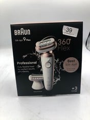 1 X BRAUN SILK-ÉPIL 9 FLEX, EPILATOR WITH 360° FLEXIBLE HEAD FOR EASY HAIR REMOVAL, WET & DRY, LASTING SMOOTH SKIN, WITH LADY SHAVER HEAD & TRIMMER COMB, 9-030 3D, WHITE/ROSE TITAN.: LOCATION - TOP 5