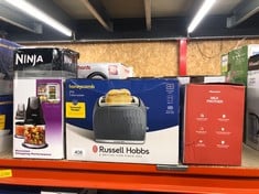 QUANTITY OF KITCHEN & APPLIANCES ITEMS TO INCLUDE RUSSELL HOBBS HONEYCOMB 2 SLICE TOASTER (EXTRA WIDE SLOTS, HIGH LIFT FEATURE, 6 BROWNING LEVELS, FROZEN/CANCEL/REHEAT FUNCTION, REMOVABLE CRUMB TRAY,