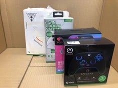 QUANTITY OF TECH & GAMING ITEMS TO INCLUDE PDP XBOX REMATCH GLOW WIRED CONTROLLER BLOSSOM: LOCATION - RACK D