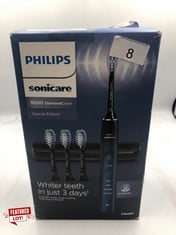 1 X PHILIPS SONICARE DIAMONDCLEAN 9000 ELECTRIC TOOTHBRUSH, SPECIAL EDITION, SONIC TOOTHBRUSH WITH APP, PRESSURE SENSOR, 4 BRUSHING MODES, 3 INTENSITY LEVELS, CHARGING STAND, AQUAMARINE, MODEL HX9911