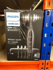 PHILIPS SONICARE 7900 SERIES ELECTRIC TOOTHBRUSH, SONIC TOOTHBRUSH WITH APP, ADVANCED WHITENING, 4 BRUSHING MODES AND 3 INTENSITY LEVELS, PRESSURE SENSOR, CHARGING TRAVEL CASE, BLACK, MODEL HX9631/17