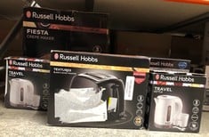 QUANTITY OF KITCHEN & APPLIANCES ITEMS TO INCLUDE RUSSELL HOBBS ELECTRIC 0.85L TRAVEL KETTLE, SMALL & COMPACT, DUAL VOLTAGE, IDEAL FOR ABROAD/CARAVAN/CAMPING, INC 2 CUPS & SPOONS, REMOVABLE WASHABLE