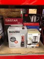 QUANTITY OF KITCHEN & APPLIANCES ITEMS TO INCLUDE BREVILLE BLEND ACTIVE PERSONAL BLENDER & SMOOTHIE MAKER | 350W | 1 PORTABLE BLEND ACTIVE BOTTLE (600ML) | LEAK PROOF LID | BLACK & GOLD [VBL251]: LOC