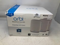 NETGEAR ORBI MESH WIFI 6 SYSTEM (RBK763S) , MESH ROUTER & 2 EXTENDERS , COVER EVERY ROOM, UP TO 6,000 SQ FT , IMPROVE WIFI SPEEDS UP TO 5.4 GBPS & 75 DEVICES , SIMPLE APP SET UP.: LOCATION - TOP 50 R