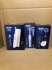 QUANTITY OF HEALTH & BEAUTY ITEMS TO INCLUDE ORAL-B VITALITY PRO ELECTRIC TOOTHBRUSHES FOR ADULTS, FOR HIM / HER, 1 HANDLE, 2 TOOTHBRUSH HEADS, 3 BRUSHING MODES INCLUDING SENSITIVE PLUS, 2 PIN UK PLU