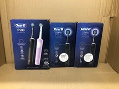 QUANTITY OF HEALTH & BEAUTY ITEMS TO INCLUDE ORAL-B VITALITY PRO ELECTRIC TOOTHBRUSHES FOR ADULTS, FOR HIM / HER, 1 HANDLE, 2 TOOTHBRUSH HEADS, 3 BRUSHING MODES INCLUDING SENSITIVE PLUS, 2 PIN UK PLU