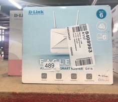 QUANTITY OF ITEMS TO INCLUDE D-LINK G416/B EAGLE PRO AI AX1500 4G+ SMART ROUTER WITH 4G+ LTE CAT 6 DOWNLOAD UP TO 300MBPS, WI-FI 6, AI WI-FI/TRAFFIC OPTIMISER, GIGABIT PORTS, WPA3, WI-FI MESH SUPPORT