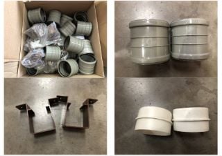 QUANTITY OF ASSORTED PVC PIPES AND FIXINGS TO INCLUDE PIPE BRACKET STAND OFF: LOCATION - MIDDLE FLOOR(COLLECTION OR OPTIONAL DELIVERY AVAILABLE)