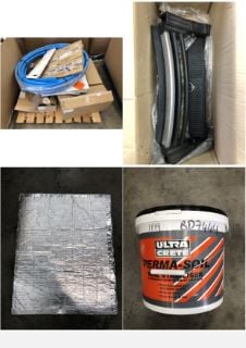 PALLET OF ASSORTED PLUMBING ITEMS TO INCLUDE 1 ROLL PVC PIPING: LOCATION - MIDDLE FLOOR(COLLECTION OR OPTIONAL DELIVERY AVAILABLE)