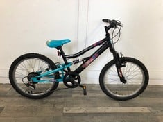 APOLLO CHARM DUAL SUSPENSION KIDS MOUNTAIN BIKE 13" FRAME 24" WHEELS 18 SPEED SHIMANO REVOSHIFT GEARS:: LOCATION - MIDDLE FLOOR(COLLECTION OR OPTIONAL DELIVERY AVAILABLE)