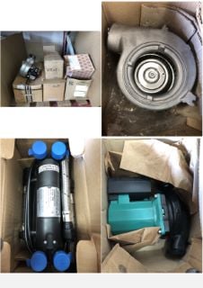 QUANTITY OF ASSORTED PLUMBING ITEMS TO INCLUDE RIELLO MOTOR WITH CAPACITOR : LOCATION - LEFT RACK(COLLECTION OR OPTIONAL DELIVERY AVAILABLE)