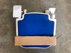 PADDED BLUE FOLD UP SHOWER SEAT : LOCATION - LEFT RACK(COLLECTION OR OPTIONAL DELIVERY AVAILABLE)