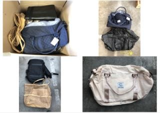 QUANTITY OF ASSORTED BAGS TO INCLUDE WOMENS BLUE TRAVEL BAG: LOCATION - LEFT RACK(COLLECTION OR OPTIONAL DELIVERY AVAILABLE)