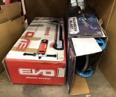 EVO ELECTRIC SCOOTER IN RED + EVO ELECTRIC SCOOTER IN BLUE - COLLECTION ONLY - LOCATION RIGHT RACK