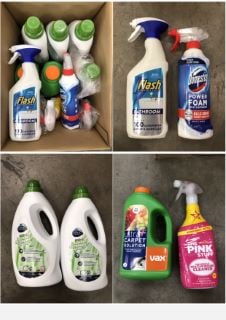 QUANTITY OF ASSORTED CLEANING ITEMS TO INCLUDE FLASH BATHROOM CLEANER - COLLECTION ONLY - LOCATION RIGHT RACK