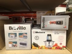 QUANTITY OF KITCHEN & APPLIANCES ITEMS TO INCLUDE BREVILLE BLEND ACTIVE PERSONAL BLENDER & SMOOTHIE MAKER | 350W | 1 PORTABLE BLEND ACTIVE BOTTLE (600ML) | LEAK PROOF LID | BLACK & GOLD [VBL251]: LOC