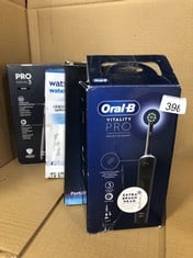 QUANTITY OF HEALTH & BEAUTY ITEMS TO INCLUDE ORAL-B VITALITY PRO ELECTRIC TOOTHBRUSHES FOR ADULTS, FOR HIM / HER, 1 HANDLE, 2 TOOTHBRUSH HEADS, 3 BRUSHING MODES INCLUDING SENSITIVE PLUS, 2 PIN UK PLU