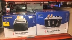 QUANTITY OF KITCHEN & APPLIANCES ITEMS TO INCLUDE RUSSELL HOBBS HONEYCOMB 4 SLICE TOASTER (INDEPENDENT & EXTRA WIDE SLOTS WITH HIGH LIFT, 6 BROWNING LEVELS, FROZEN/CANCEL/REHEAT FUNCTION, REMOVABLE C