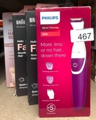 QUANTITY OF HEALTH & BEAUTY ITEMS TO INCLUDE PHILIPS BRT383/15 BIKINIGENIE TRIMMER, PURPLE: LOCATION - E