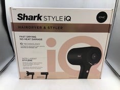 SHARK STYLE IQ HAIR DRYER & STYLER 2-IN-1 WITH CONCENTRATOR & CURL-DEFINING DIFFUSER, IONIC, FAST DRYING, NO HEAT DAMAGE, COOL SHOT, AUTO HEAT & AIRFLOW SETTINGS, BLACK/ROSE GOLD HD110UK.: LOCATION -