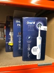 QUANTITY OF HEALTH & BEAUTY ITEMS TO INCLUDE ORAL-B VITALITY PRO ELECTRIC TOOTHBRUSHES ADULTS, 1 HANDLE, 2 TOOTHBRUSH HEADS, 3 BRUSHING MODES INCLUDING SENSITIVE PLUS, 2 PIN UK PLUG, BLUE: LOCATION -