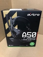 ASTRO GAMING A50 WIRELESS GAMING HEADSET + CHARGING BASE STATION, GAME/VOICE BALANCE CONTROL, 2.4 GHZ WIRELESS, 15 M RANGE, FOR XBOX SERIES X|S, XBOX ONE, PC, MAC - BLACK/GOLD.: LOCATION - F