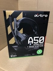 ASTRO GAMING A50 WIRELESS GAMING HEADSET + CHARGING BASE STATION, GAME/VOICE BALANCE CONTROL, 2.4 GHZ WIRELESS, 15 M RANGE, FOR XBOX SERIES X|S, XBOX ONE, PC, MAC - BLACK/GOLD.: LOCATION - F