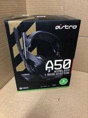 ASTRO GAMING A50 WIRELESS GAMING HEADSET + CHARGING BASE STATION, GAME/VOICE BALANCE CONTROL, 2.4 GHZ WIRELESS, 15 M RANGE, FOR XBOX SERIES X|S, XBOX ONE, PC, MAC - BLACK/GOLD.: LOCATION - F