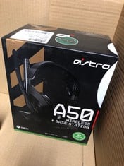 ASTRO GAMING A50 WIRELESS GAMING HEADSET + CHARGING BASE STATION, GAME/VOICE BALANCE CONTROL, 2.4 GHZ WIRELESS, 15 M RANGE, FOR XBOX SERIES X|S, XBOX ONE, PC, MAC - BLACK/GOLD.: LOCATION - F