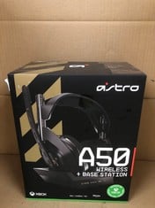 ASTRO GAMING A50 WIRELESS GAMING HEADSET + CHARGING BASE STATION, GAME/VOICE BALANCE CONTROL, 2.4 GHZ WIRELESS, 15 M RANGE, FOR XBOX SERIES X|S, XBOX ONE, PC, MAC - BLACK/GOLD.: LOCATION - F