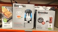 QUANTITY OF KITCHEN & APPLIANCES ITEMS TO INCLUDE BREVILLE BLEND ACTIVE PERSONAL BLENDER & SMOOTHIE MAKER | 350W | 2 PORTABLE BLEND ACTIVE BOTTLES (600ML) | LEAK PROOF LIDS | WHITE & GREEN [VBL246]: