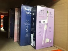 QUANTITY OF HEALTH & BEAUTY ITEMS TO INCLUDE ORAL-B VITALITY PRO ELECTRIC TOOTHBRUSHES FOR ADULTS,1 HANDLE, 2 TOOTHBRUSH HEADS, 3 BRUSHING MODES INCLUDING SENSITIVE PLUS, 2 PIN UK PLUG, PURPLE: LOCAT