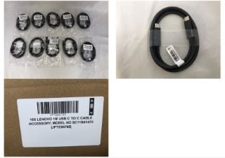 10X LENOVO 1M USB C TO C CABLE  ACCESSORY: MODEL NO SC11B41470: LOCATION - E