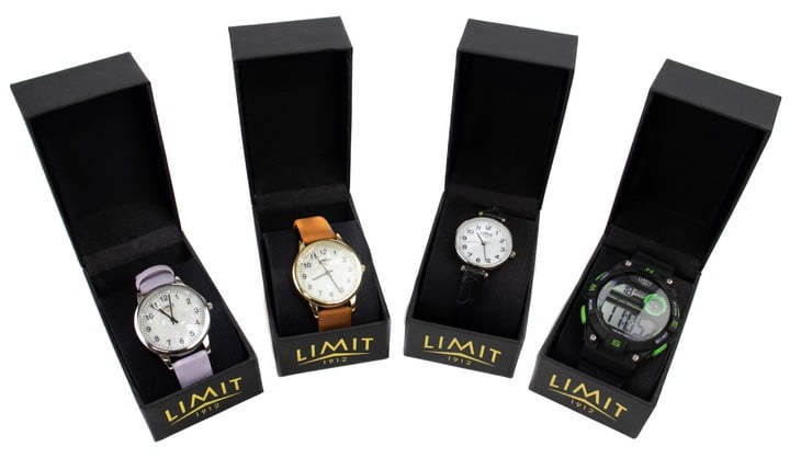 Selection of Four Limit Stainless Steel Watches with Leather and Plastic Straps. Ex Display (Digital Watch Currently Running, Three Not Currently Running) (VAT Only Payable on Buyers Premium)