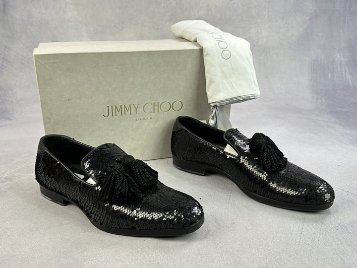 Jimmy Choo Sequin Loafers With Box & Dust Bags - Size 41  (VAT ONLY PAYABLE ON BUYERS PREMIUM)