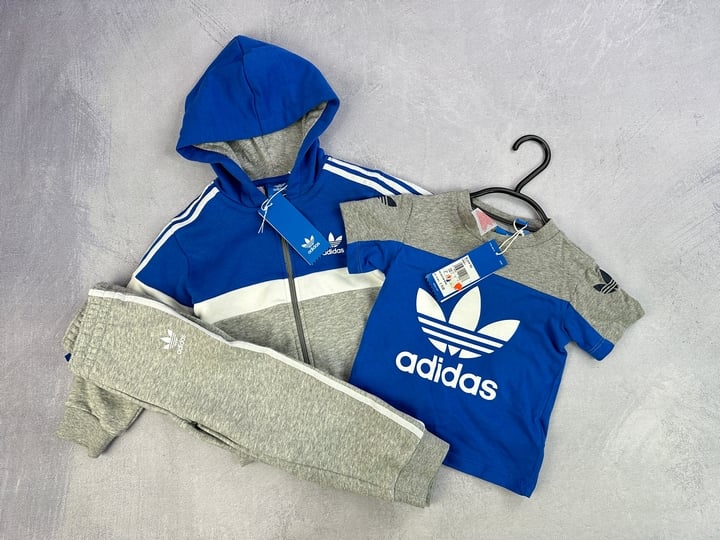 Adidas Originals Baby Top 3 Piece Set With Tags - Size 18-24M (VAT ONLY PAYABLE ON BUYERS PREMIUM)