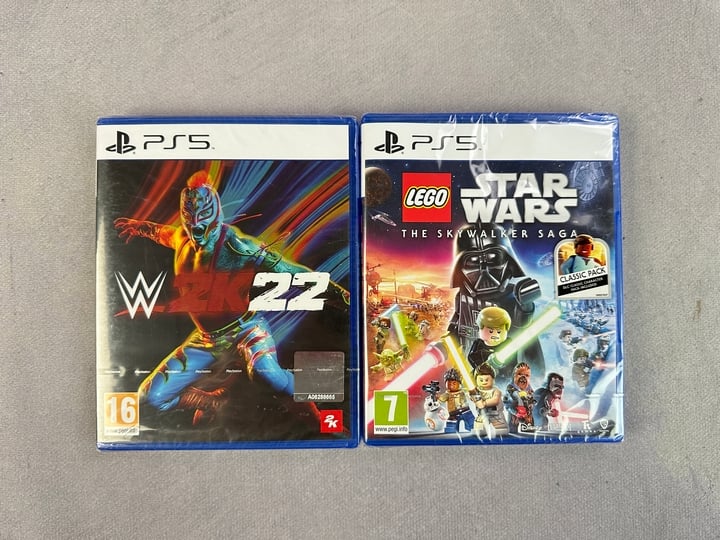 PS5 Games WWE 2K22 And Lego Star Wars The Skywalker saga Sealed (MPSS03022457) (VAT ONLY PAYABLE ON BUYERS PREMIUM)