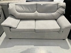 TWO SEATER SOFA GREY COLOUR WOODEN LEGS (DIRTY ON SEATS).