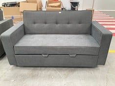 SOFA BED DARK GREY COLOUR WITH WHEELS BROKEN IN SEAT LEFT ZONE.